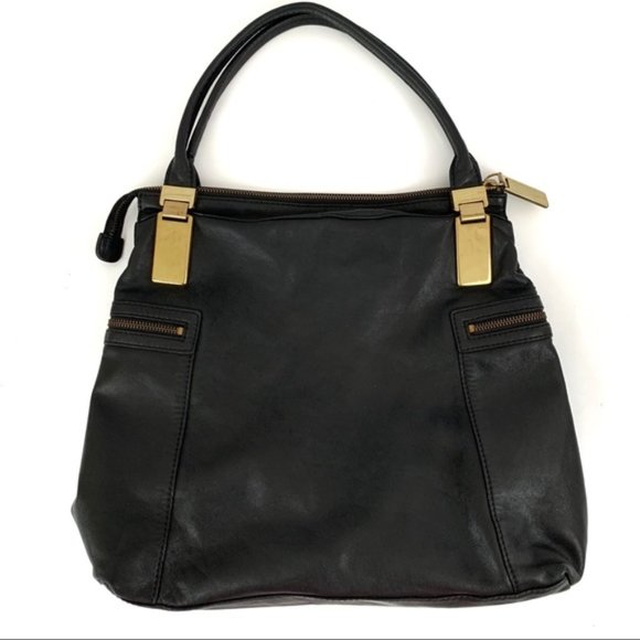 Banana Republic Handbags - Banana Republic Black Leather Bag Gold Hardware